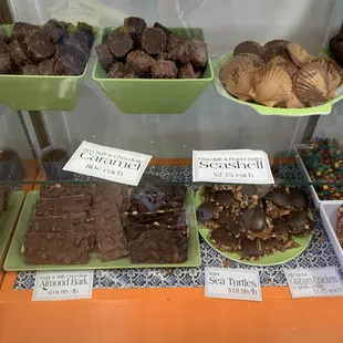 a variety of chocolates on display
