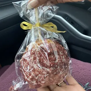 Red Velvet Caramel Candy Apple
