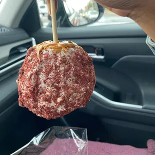 Red Velvet Caramel Candy Apple