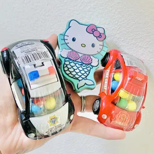 Cute car and hello kitty candies the kids picked out