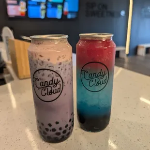 Ube galaxy and rocket pop with boba