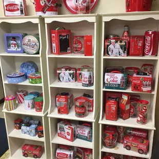 a display of coca cola products