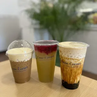 Hanoi Egg Coffee, Dragonfruit Sugarcane, Oreo Brown Sugar Boba
