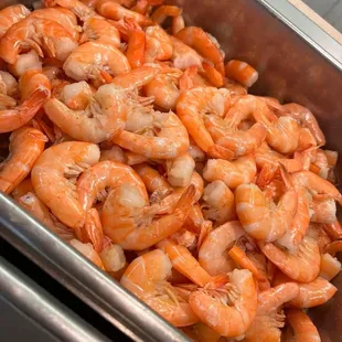 cooked shrimp in a pan