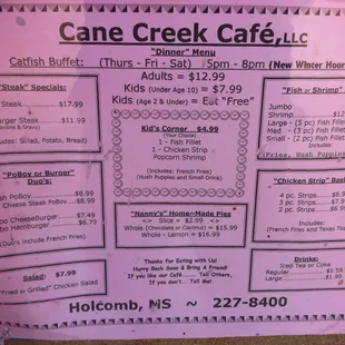 Menu!  Don't forget, lunch is a buffet or you can order off the menu