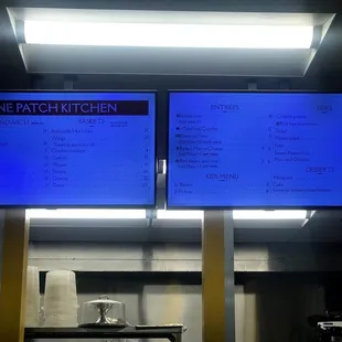 Menu board as of July 2021