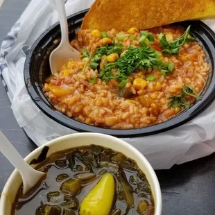 Jambalaya and collard greens