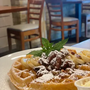 Banana Caramel Walnut Waffle