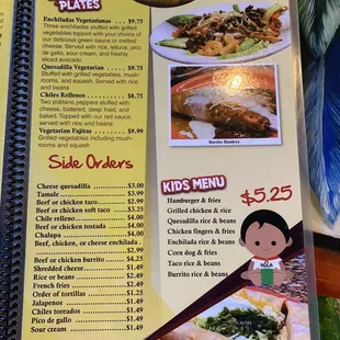 a menu for a restaurant