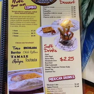 a menu for mexican food