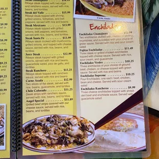 a menu for a mexican restaurant