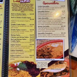 a menu for a mexican restaurant