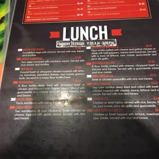 menu