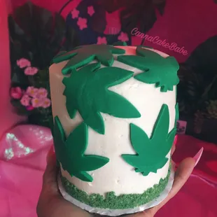 Mini Pot Leaf Theme Cake
