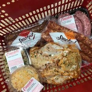Basket of Cannatella's speciality meats and to go meals