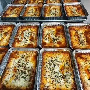 Trays of lasagna