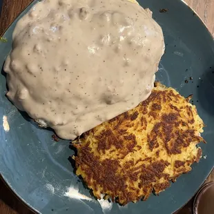 Biscuit Benny with a side of cheesy homemade potatoes