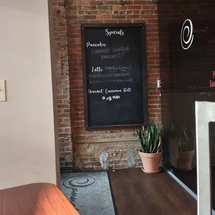 a menu on the wall