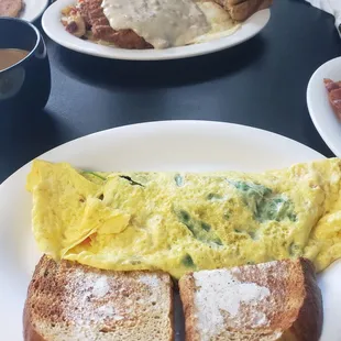 Greek Omelet-Fried Steak Breakfasts