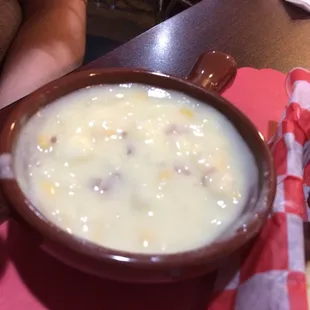 Corn chowder was amazing and creamy