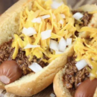 two chili dogs