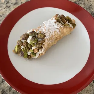 Cannoli with pistachios