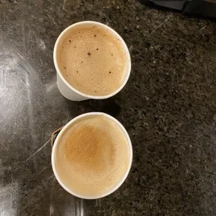 Mocha (top) and lavender latte.