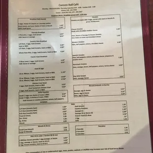 menu