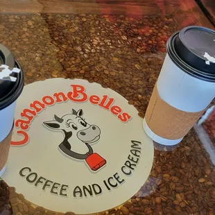 two cups of coffee on a table