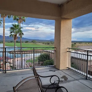 Third floor patio view of golf course on a Green Valley rainy day!