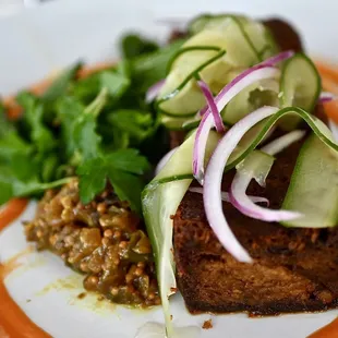 Lamb pave with green tomato salsa