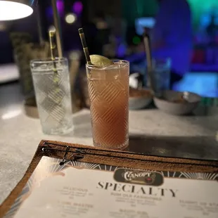menu and drink