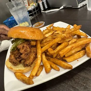 Chicken sandwich with fries