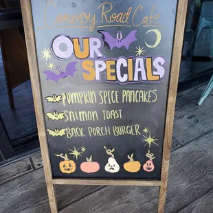 Signage of October Specials