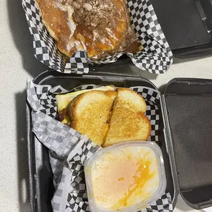 Breakfast Sandwich and sticky bun