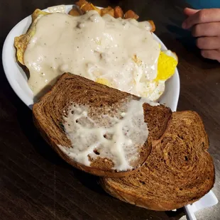 My husband's Skeeter Skillet with Rye Toast