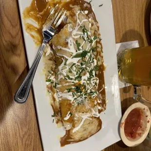 Chile Relleno burrito with Shrimp. Flavor was awesome.