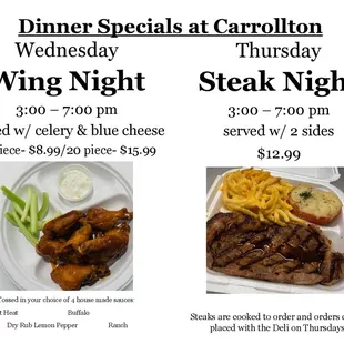Check out Carrollton&apos;s weekly dinner specials!