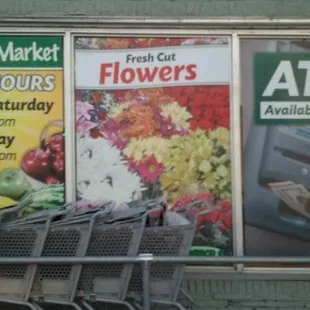 grocery carts and flowers