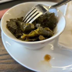 Vegan greens with vegan meat
