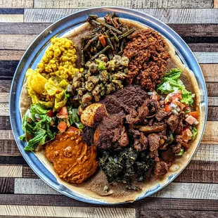 Meat and veggie combo. A great choice for two people.