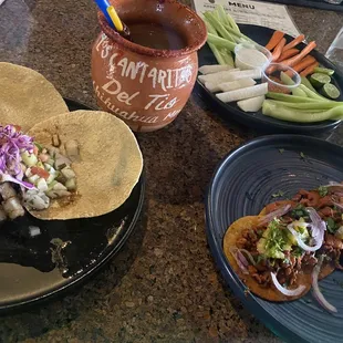 Fish Ceviche Pescado, cantarito and tacos