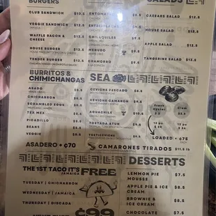 menu