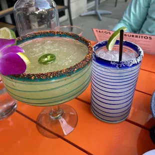 Spicy margarita and a Paloma