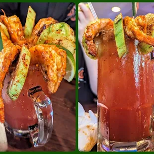 Super michelada - the shrimp are warm!