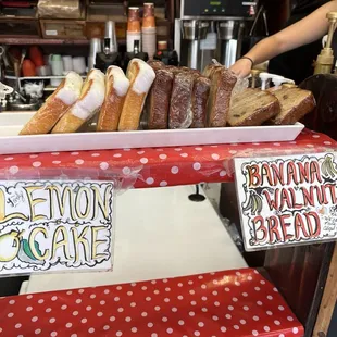 Lemon cake and banana walnut bread