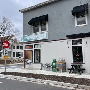 the front of the restaurant