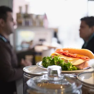 a sub sandwich on a plate