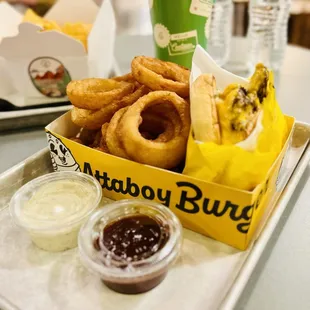 Double with 50/50 rings and fries