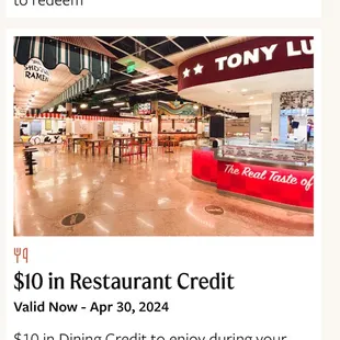 The dining credit that prompted me to try the food hall